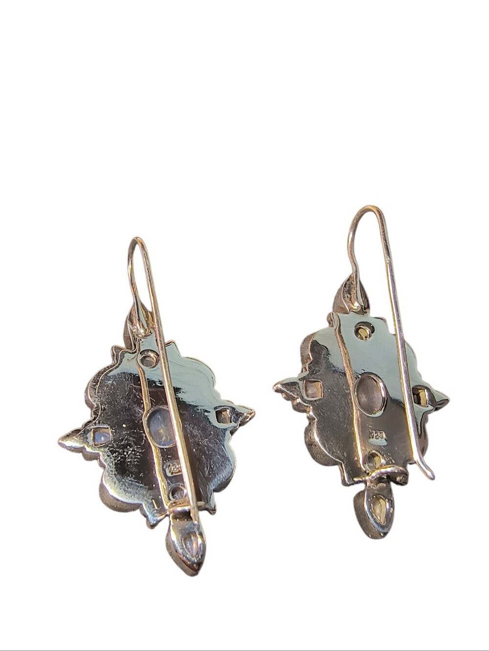 Rainbow Moonstone And White Pearl Large Cluster Drop Earrings Brand New - Picture 6 of 9